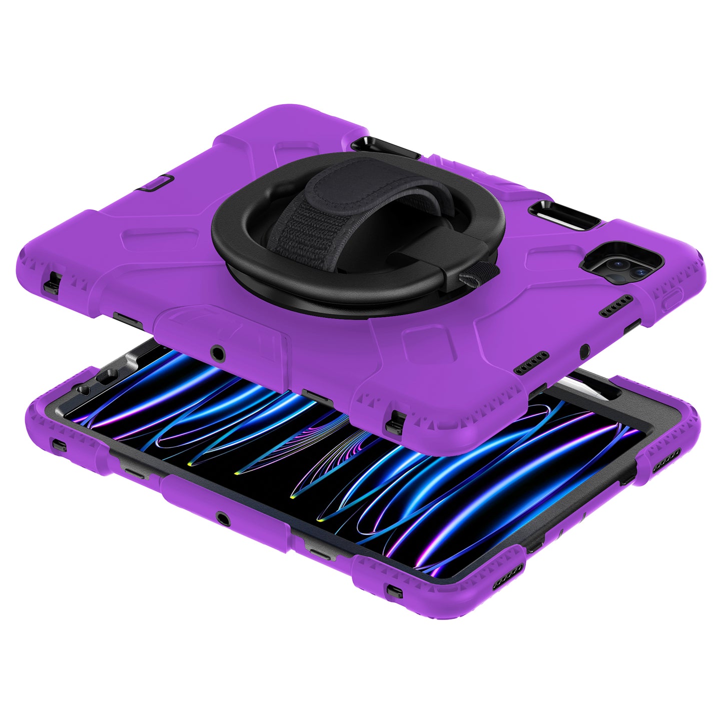 For iPad Pro 11-inch (2018) / (2020) / (2021) / (2022) / Air (2020) / (2022) Kickstand PC+TPU Tablet Case with Shoulder Strap