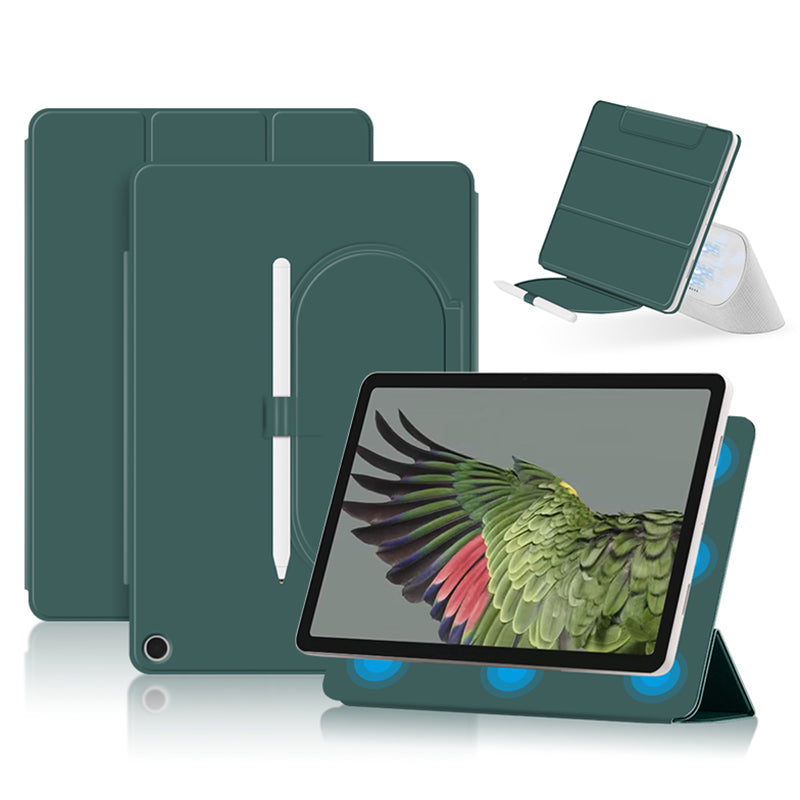For Google Pixel Tablet Tri-fold Stand Cover PU Leather Magnetic Attachment Tablet Case