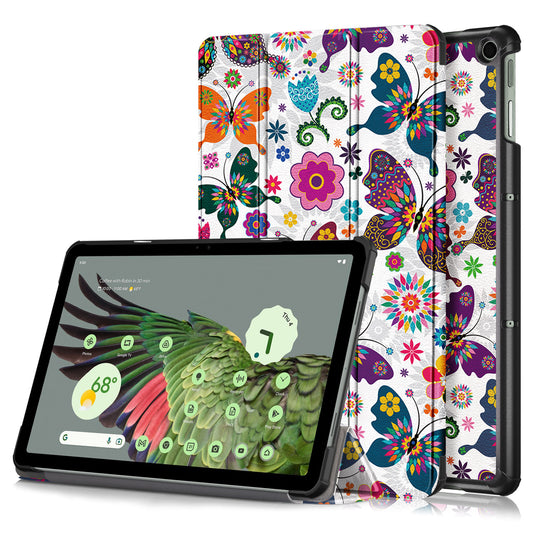 Pattern Printed Shockproof Case for Google Pixel Tablet Tri-fold Stand PU Leather Tablet Cover