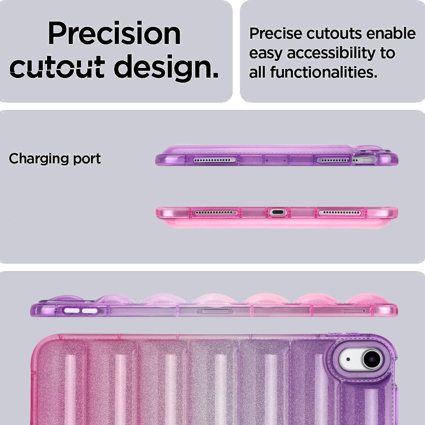 For iPad 10.9 (2022) Soft TPU Tablet Case Gradient Glitter Down Jacket Design Anti-drop Cover