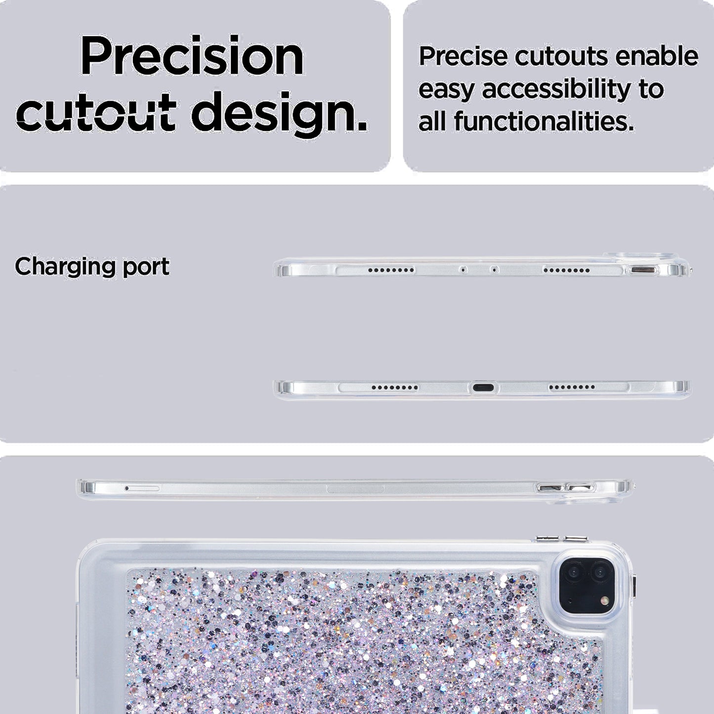 For iPad Pro 11 (2018) / (2020) / (2021) / (2022) Glitter Tablet Case TPU + PC Protective Tablet Cover