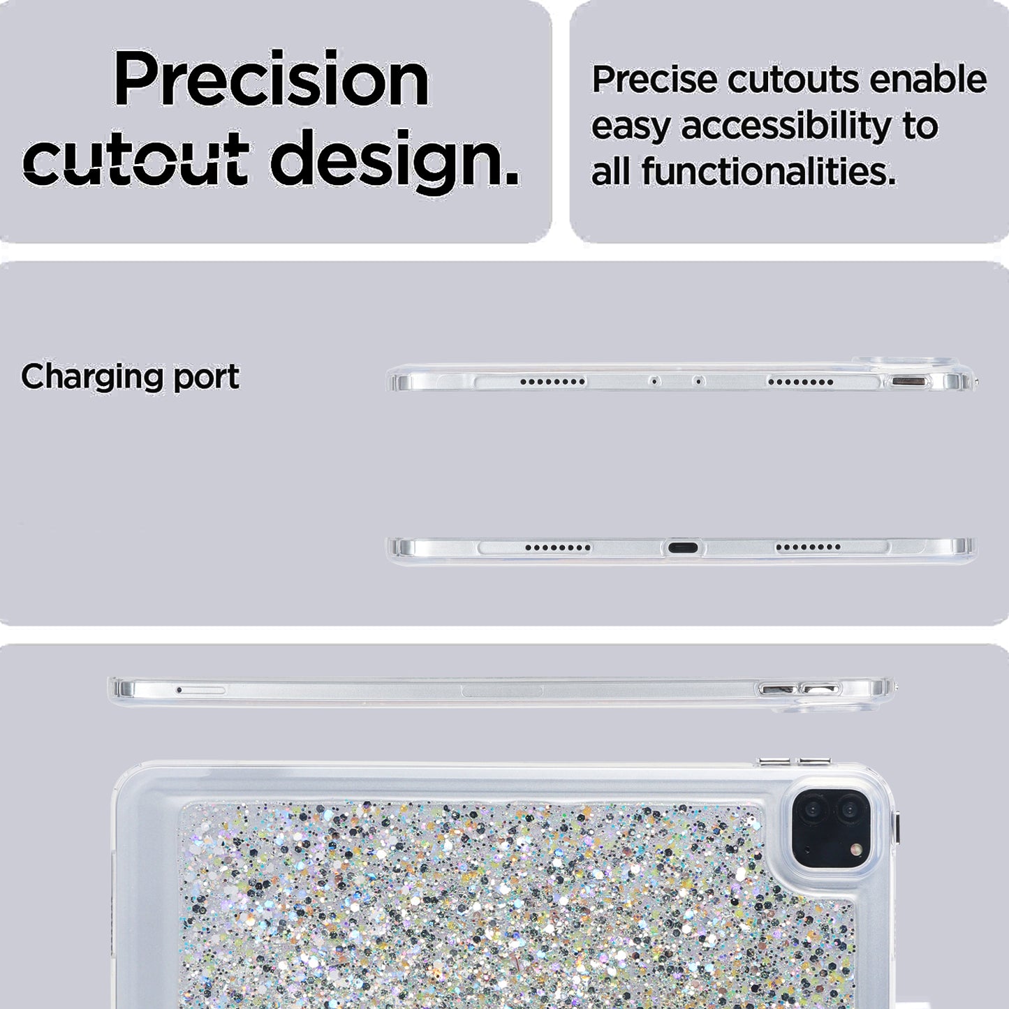 For iPad Pro 11 (2018) / (2020) / (2021) / (2022) Glitter Tablet Case TPU + PC Protective Tablet Cover