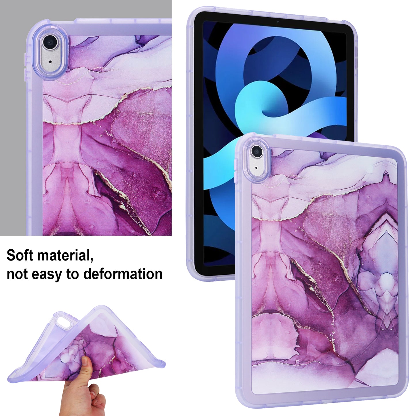 For iPad 10.9 (2022) TPU Tablet Case Marble Pattern Printing Shockproof Back Cover Shell
