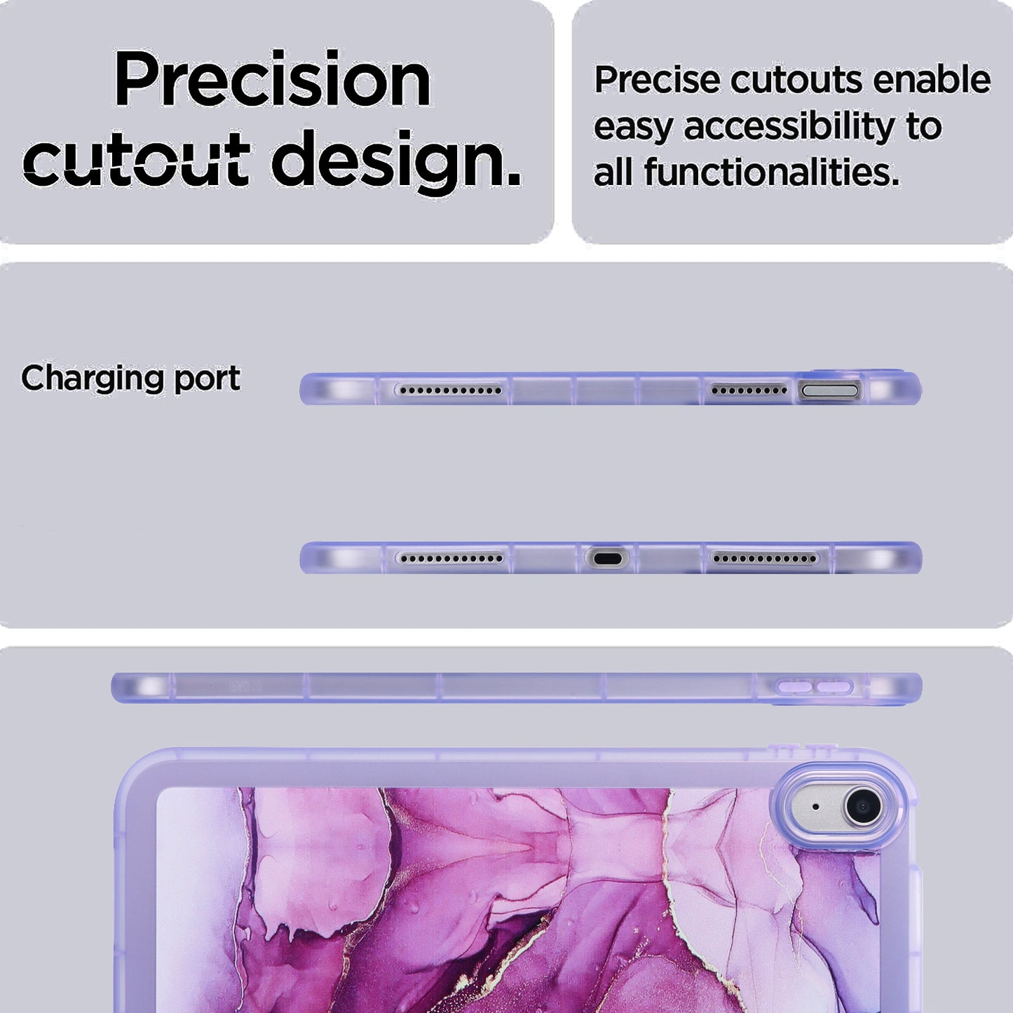 For iPad 10.9 (2022) TPU Tablet Case Marble Pattern Printing Shockproof Back Cover Shell
