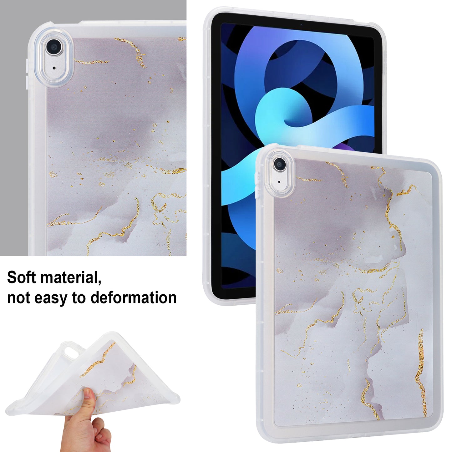 For iPad 10.9 (2022) TPU Tablet Case Marble Pattern Printing Shockproof Back Cover Shell