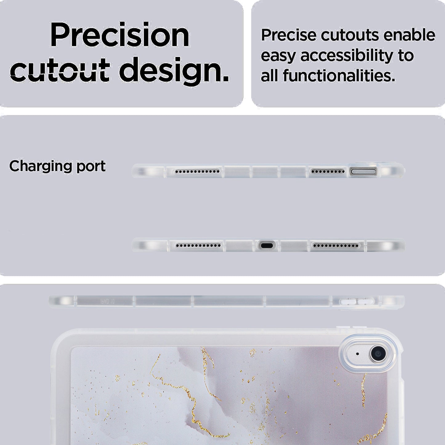 For iPad 10.9 (2022) TPU Tablet Case Marble Pattern Printing Shockproof Back Cover Shell