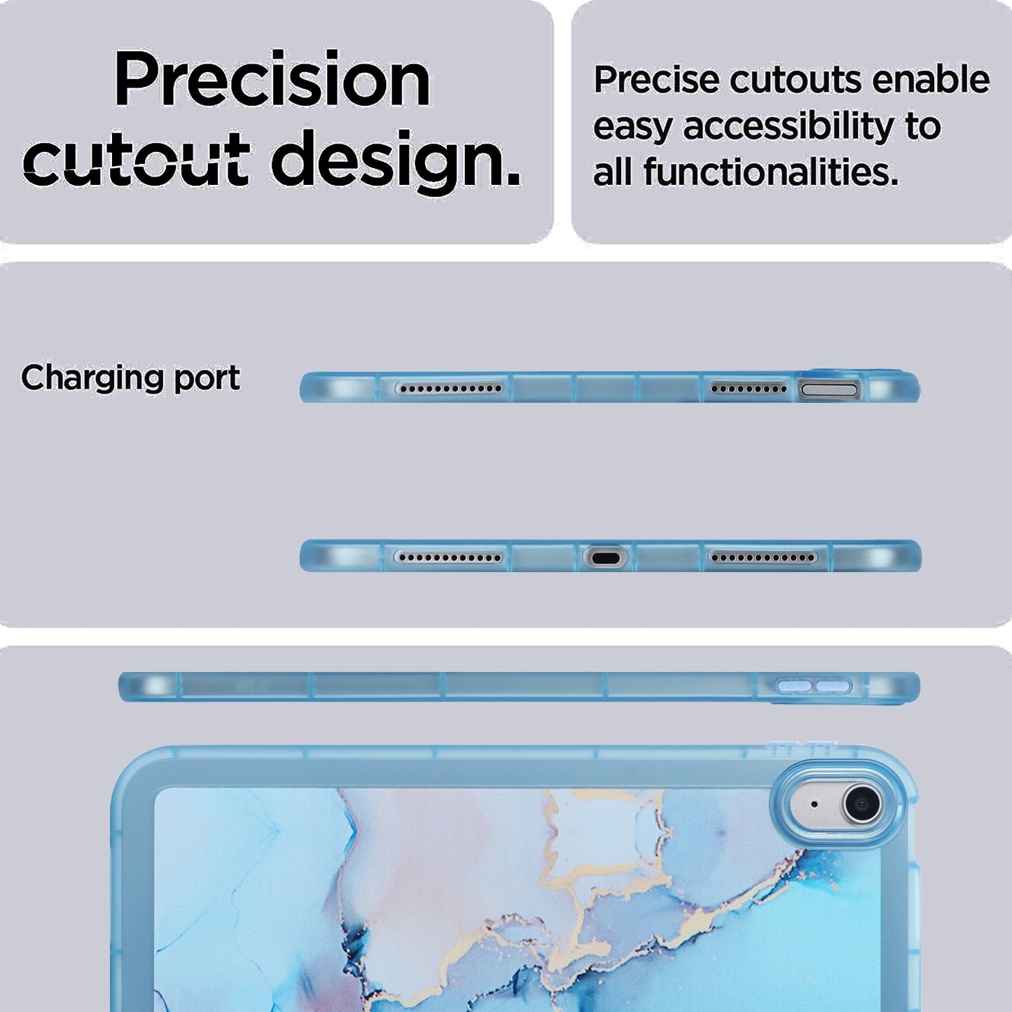 For iPad 10.9 (2022) TPU Tablet Case Marble Pattern Printing Shockproof Back Cover Shell