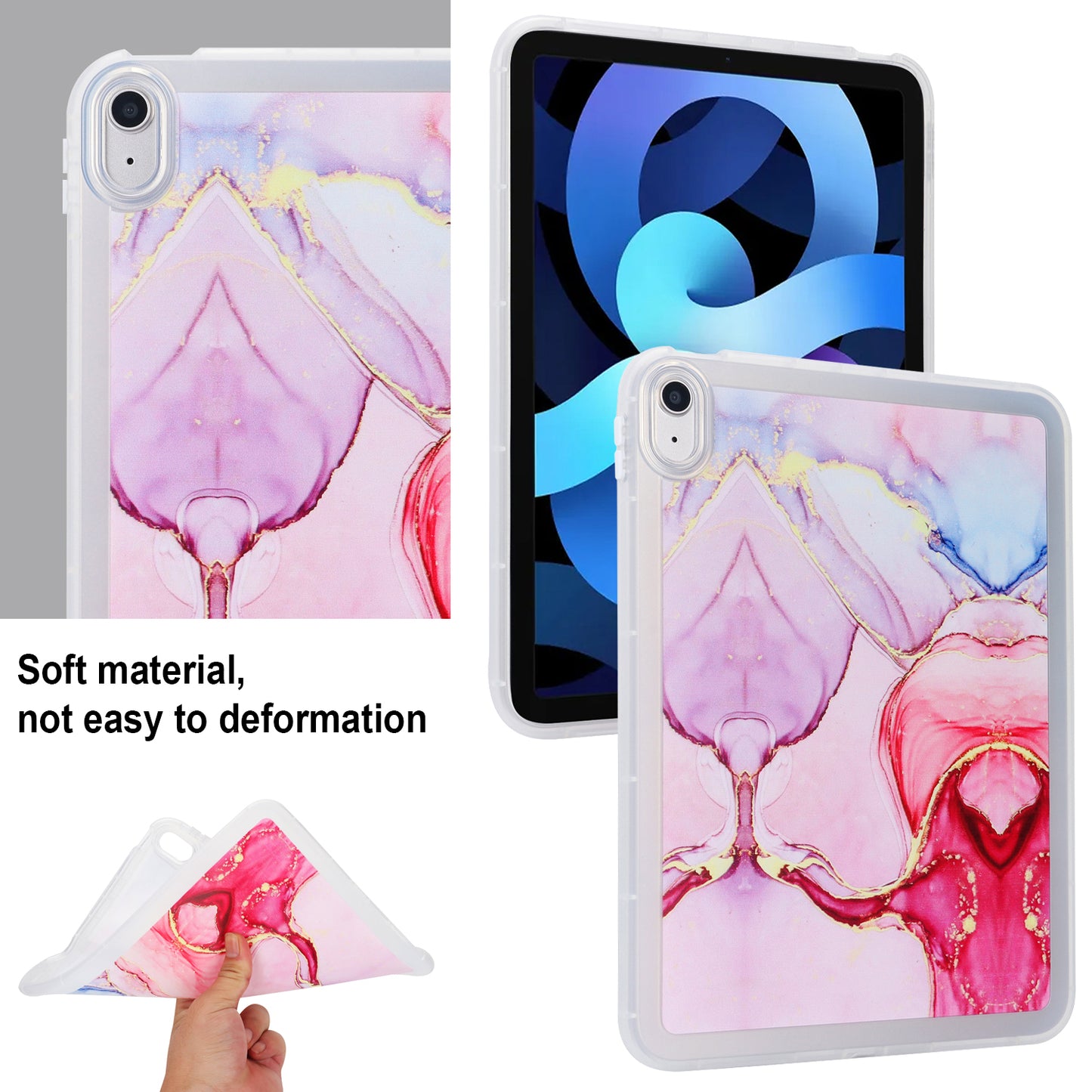 For iPad 10.9 (2022) TPU Tablet Case Marble Pattern Printing Shockproof Back Cover Shell