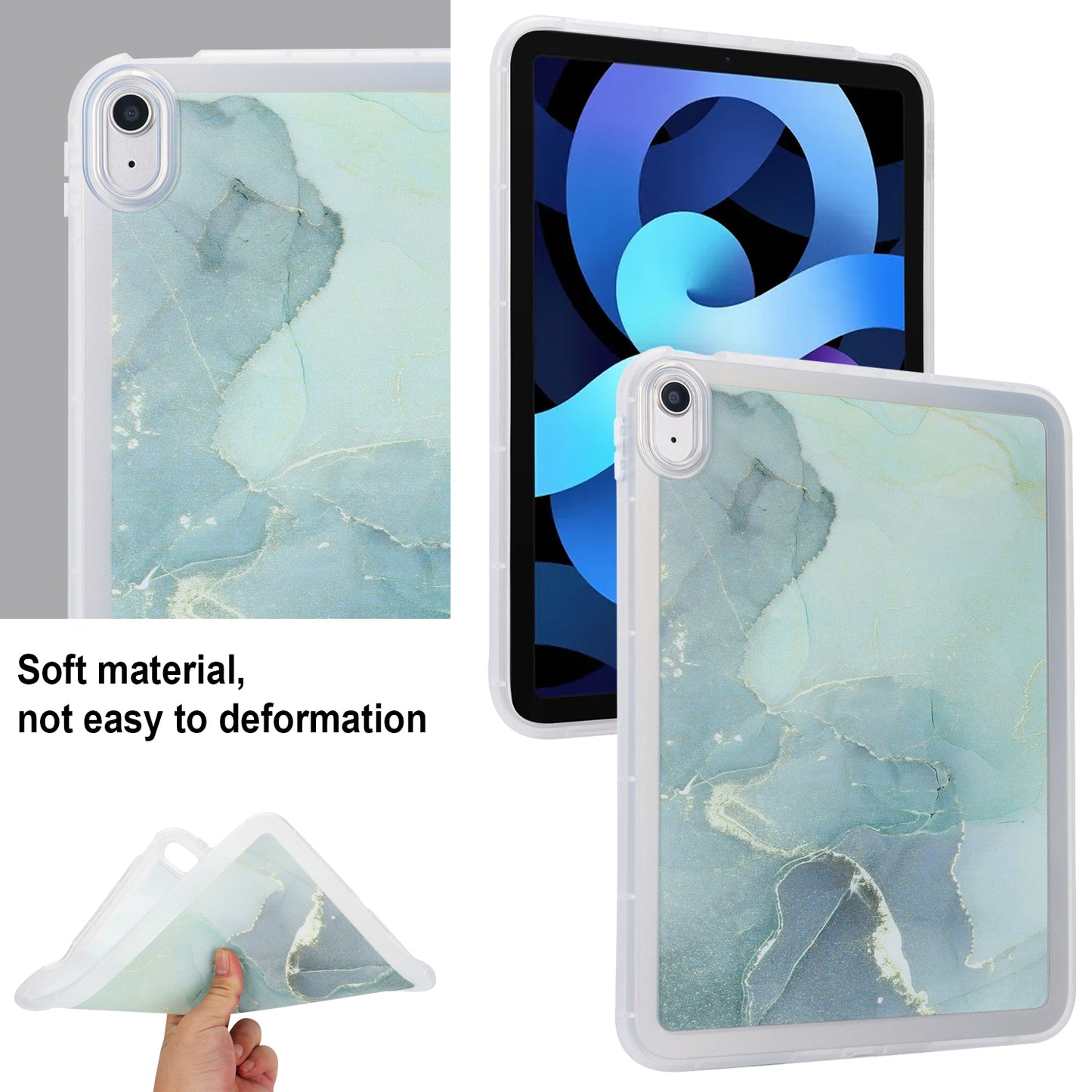 For iPad 10.9 (2022) TPU Tablet Case Marble Pattern Printing Shockproof Back Cover Shell