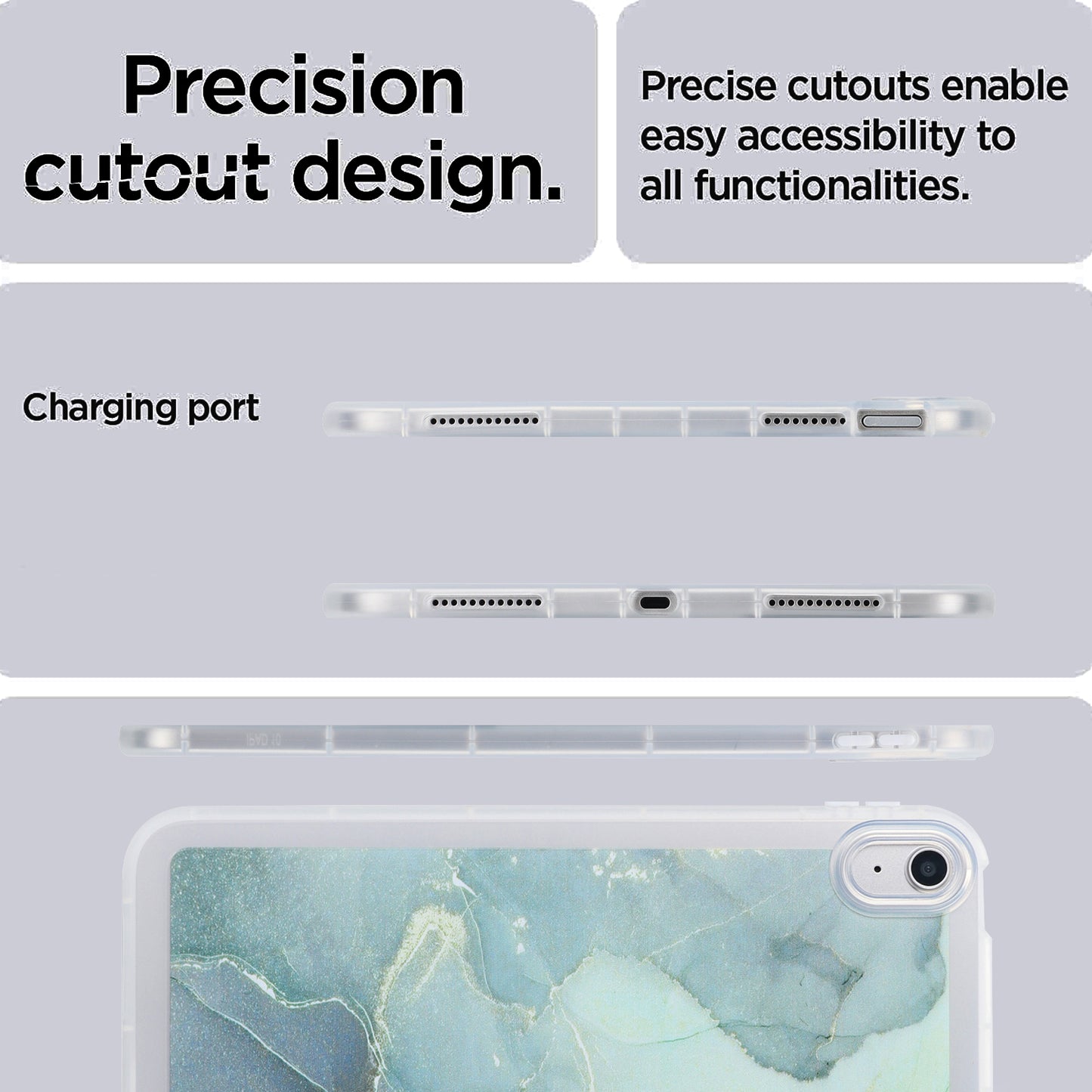 For iPad 10.9 (2022) TPU Tablet Case Marble Pattern Printing Shockproof Back Cover Shell