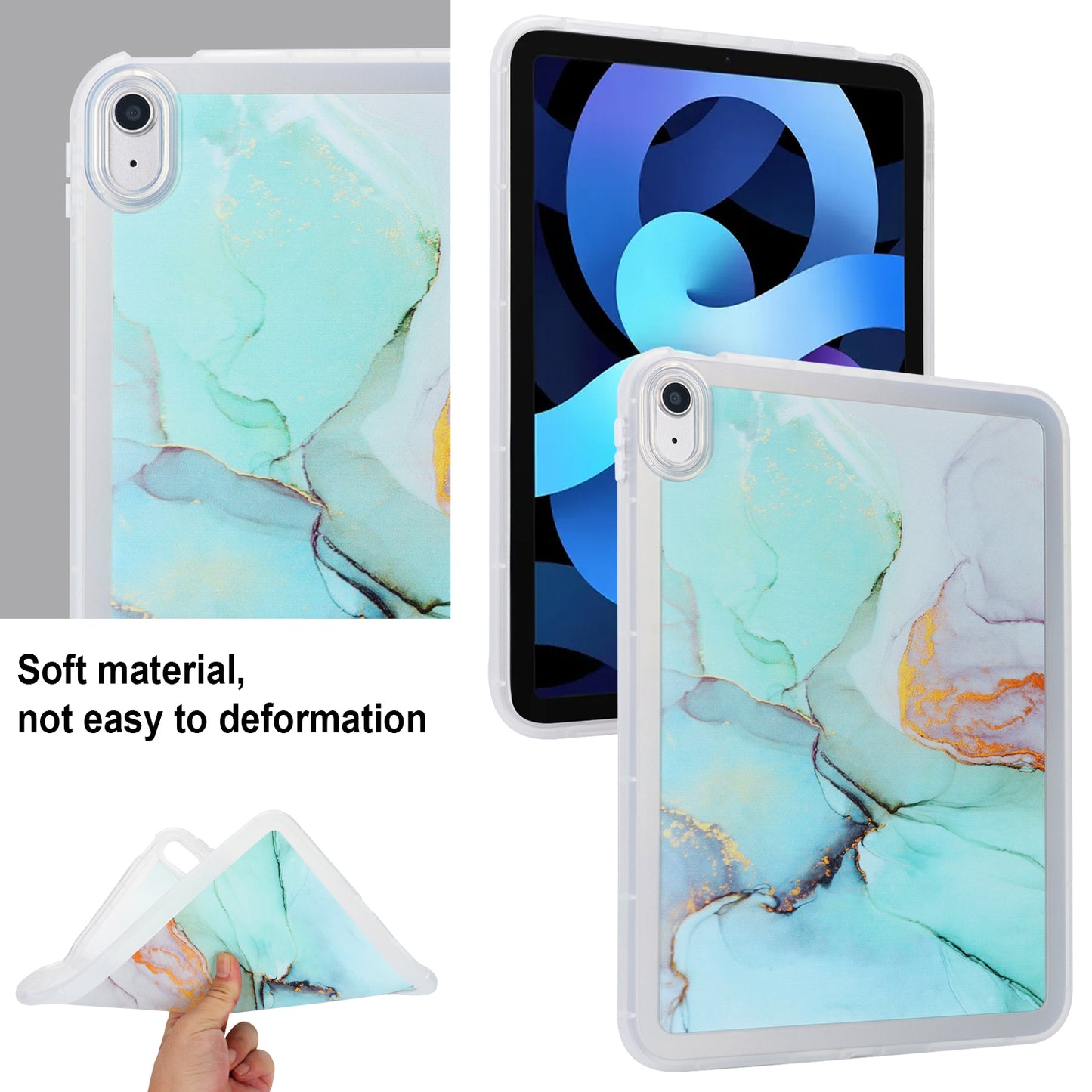 For iPad 10.9 (2022) TPU Tablet Case Marble Pattern Printing Shockproof Back Cover Shell