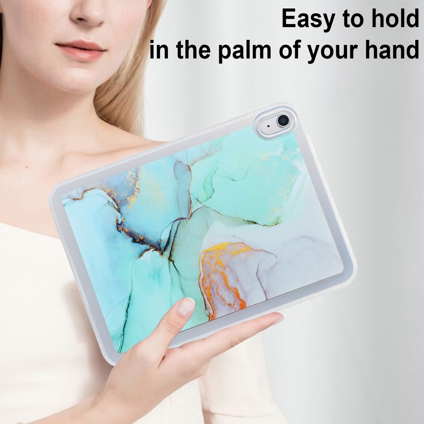 For iPad 10.9 (2022) TPU Tablet Case Marble Pattern Printing Shockproof Back Cover Shell