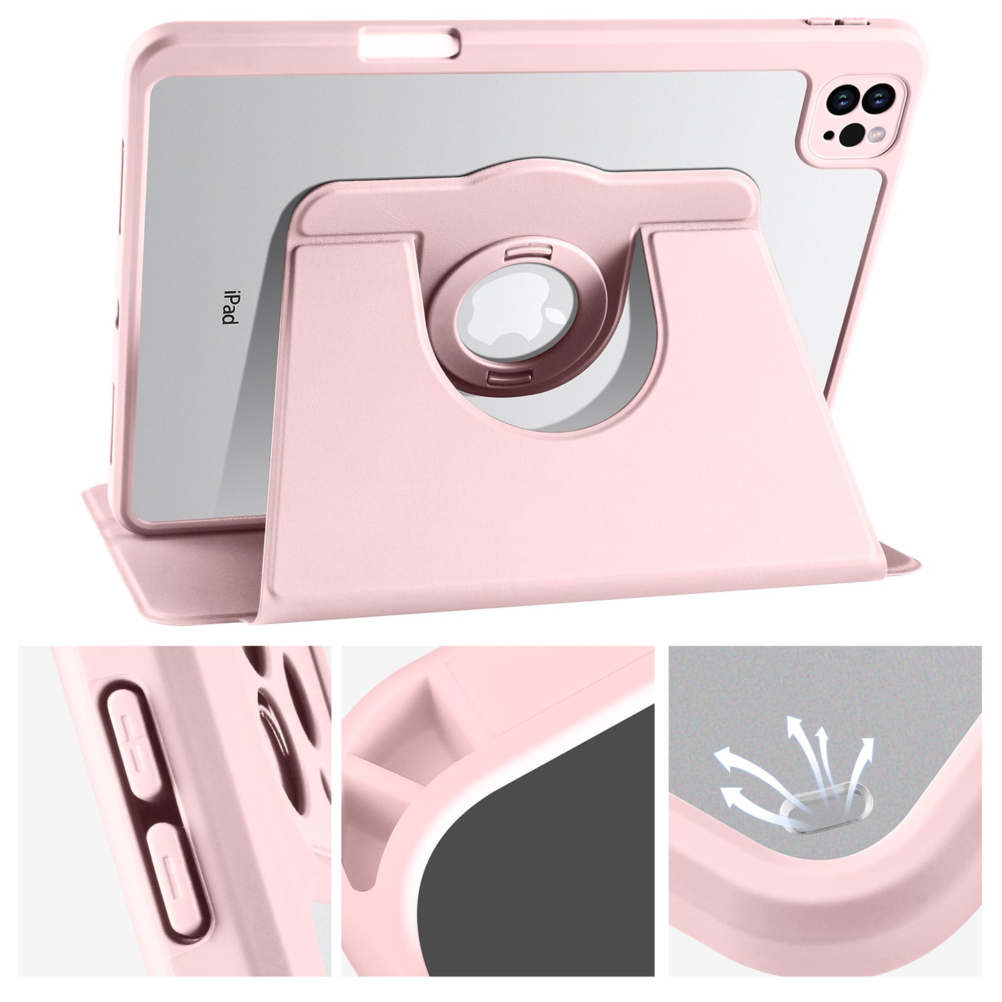 For iPad Pro 11 (2021) / (2020) / (2022) / iPad Air (2020) / (2022) Anti-Drop Tablet Case Rotating Stand PU Leather TPU Cover