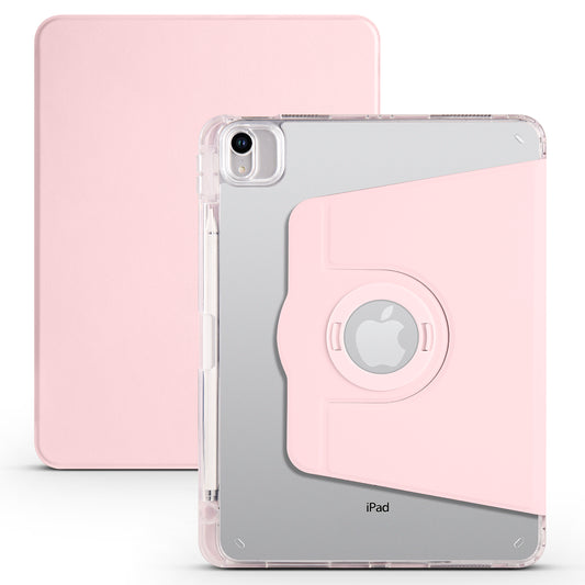 For iPad Pro 11 (2021) / (2020) / (2022) / iPad Air (2020) / (2022) Rotating Stand Tablet Cover PU Leather TPU Crystal Clear Back Case