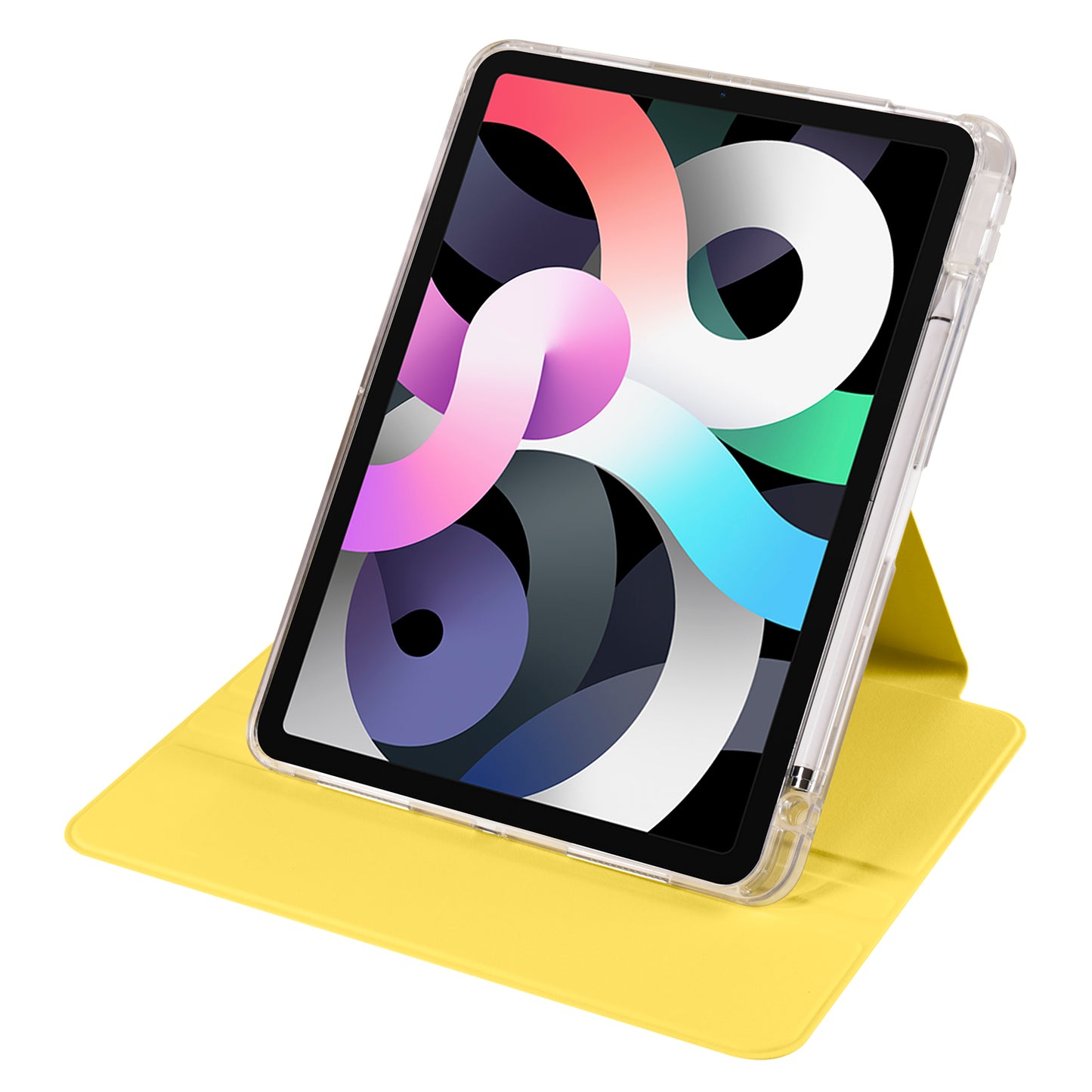 For iPad Pro 11 (2021) / (2020) / (2022) / iPad Air (2020) / (2022) Rotating Stand Tablet Cover PU Leather TPU Crystal Clear Back Case