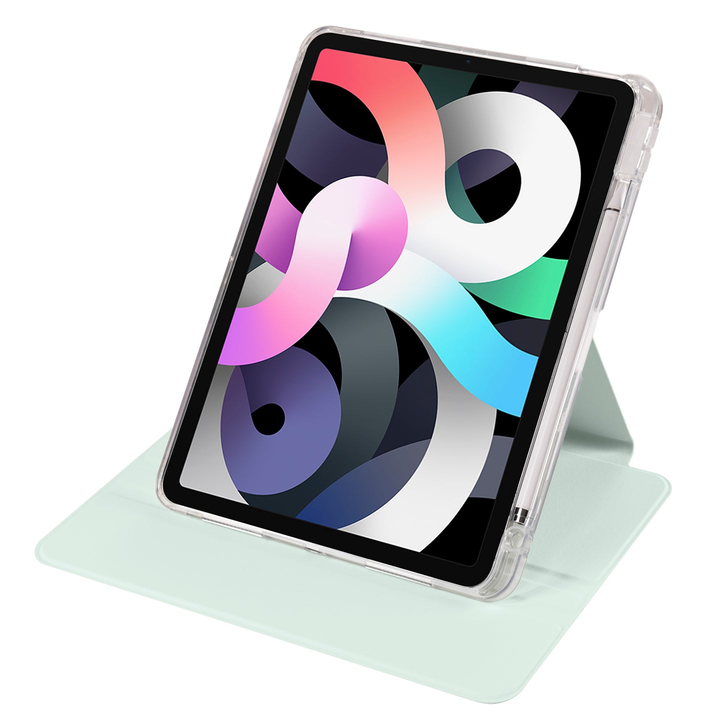 For iPad Pro 11 (2021) / (2020) / (2022) / iPad Air (2020) / (2022) Rotating Stand Tablet Cover PU Leather TPU Crystal Clear Back Case