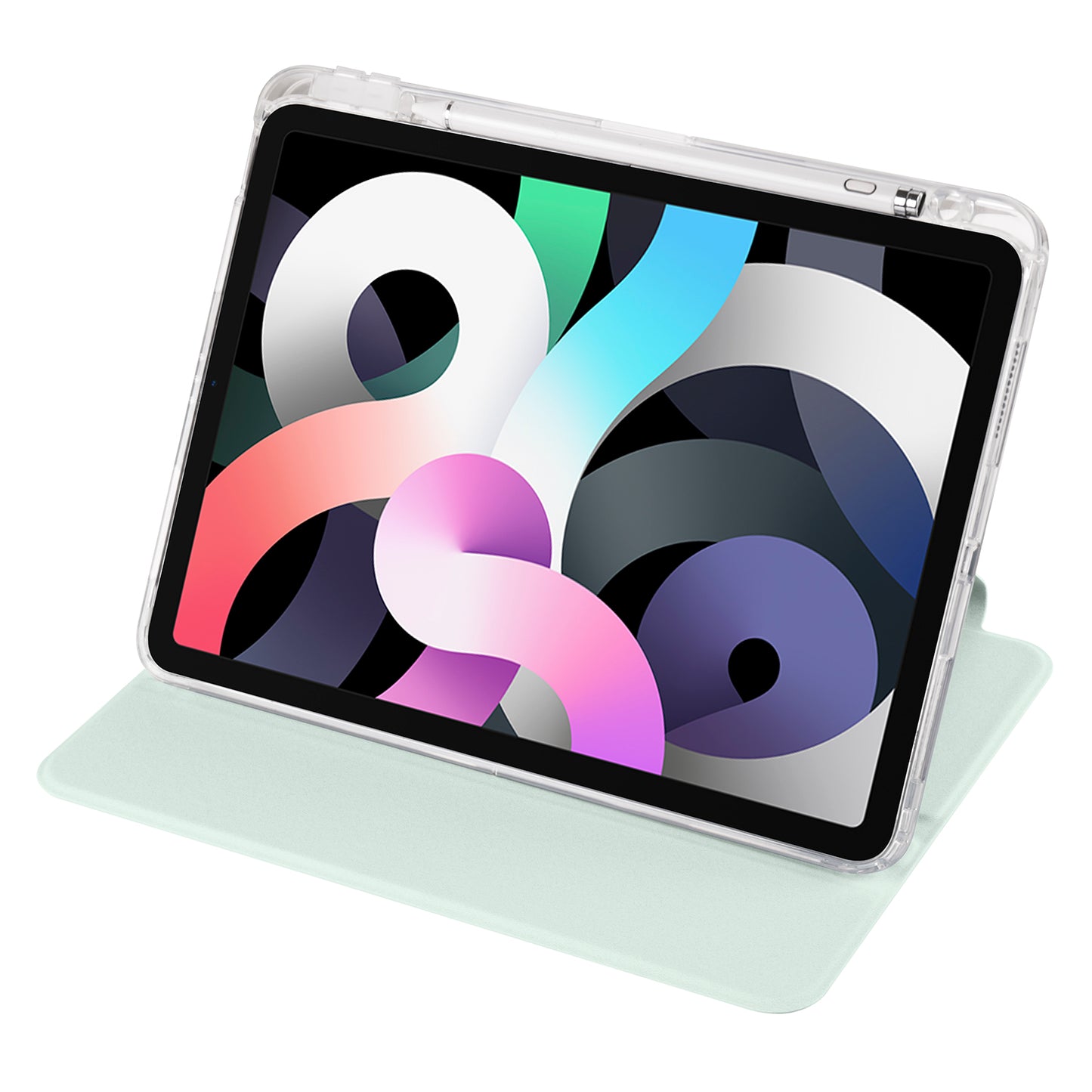 For iPad Pro 11 (2021) / (2020) / (2022) / iPad Air (2020) / (2022) Rotating Stand Tablet Cover PU Leather TPU Crystal Clear Back Case