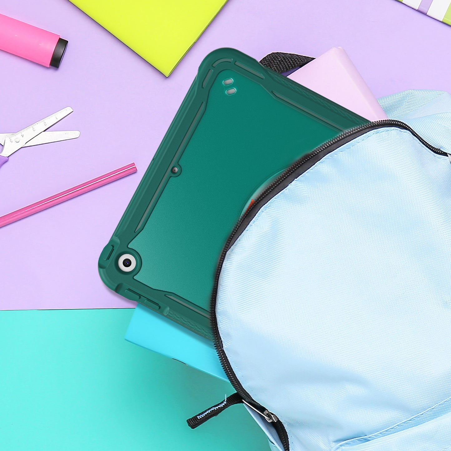 For iPad 10.2 (2019) / (2020) / (2021) PC+TPU Tablet Case Handle Grip Rotating Kickstand Cover