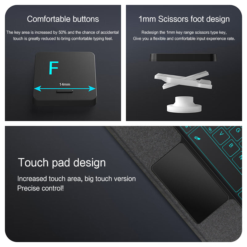 For Huawei Qingyun C7 Protective Case PU Leather Stand Cover + Detachable Backlit Keyboard with Touchpad and Pen Holder