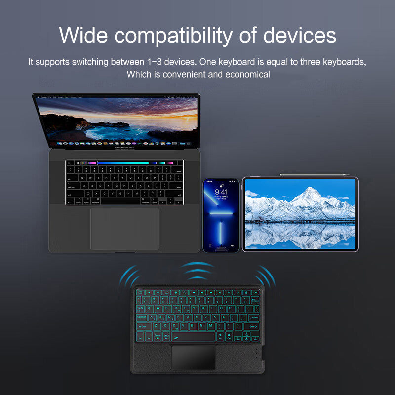 For Huawei Qingyun C7 Protective Case PU Leather Stand Cover + Detachable Backlit Keyboard with Touchpad and Pen Holder