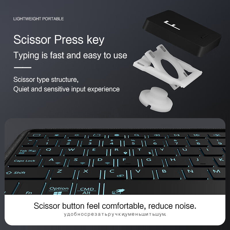 For Huawei Qingyun C7 Protective Case PU Leather Stand Cover + Detachable Backlit Keyboard with Touchpad and Pen Holder
