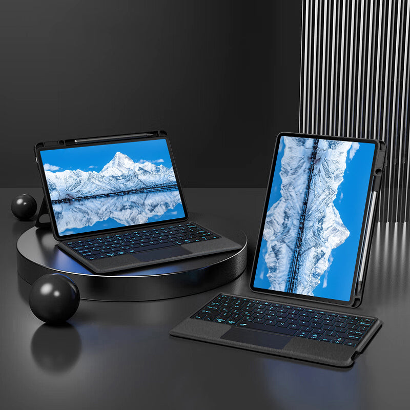 For Huawei Qingyun C7 Protective Case PU Leather Stand Cover + Detachable Backlit Keyboard with Touchpad and Pen Holder