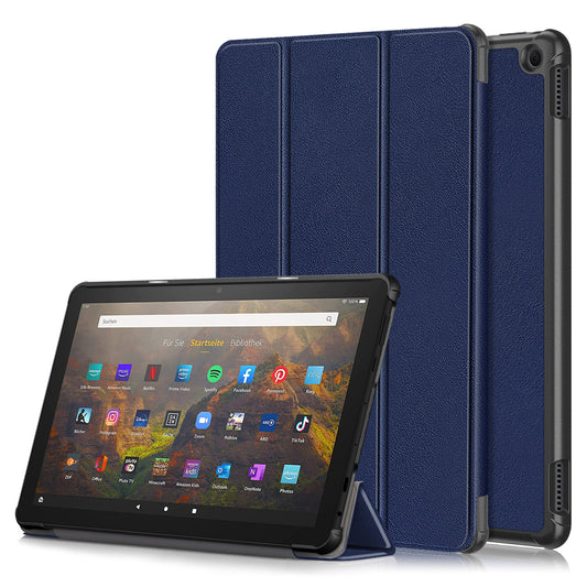For Amazon Fire HD 10 (2023) Tri-Fold Stand Cover PU Leather Auto Wake / Sleep Smart Tablet Case