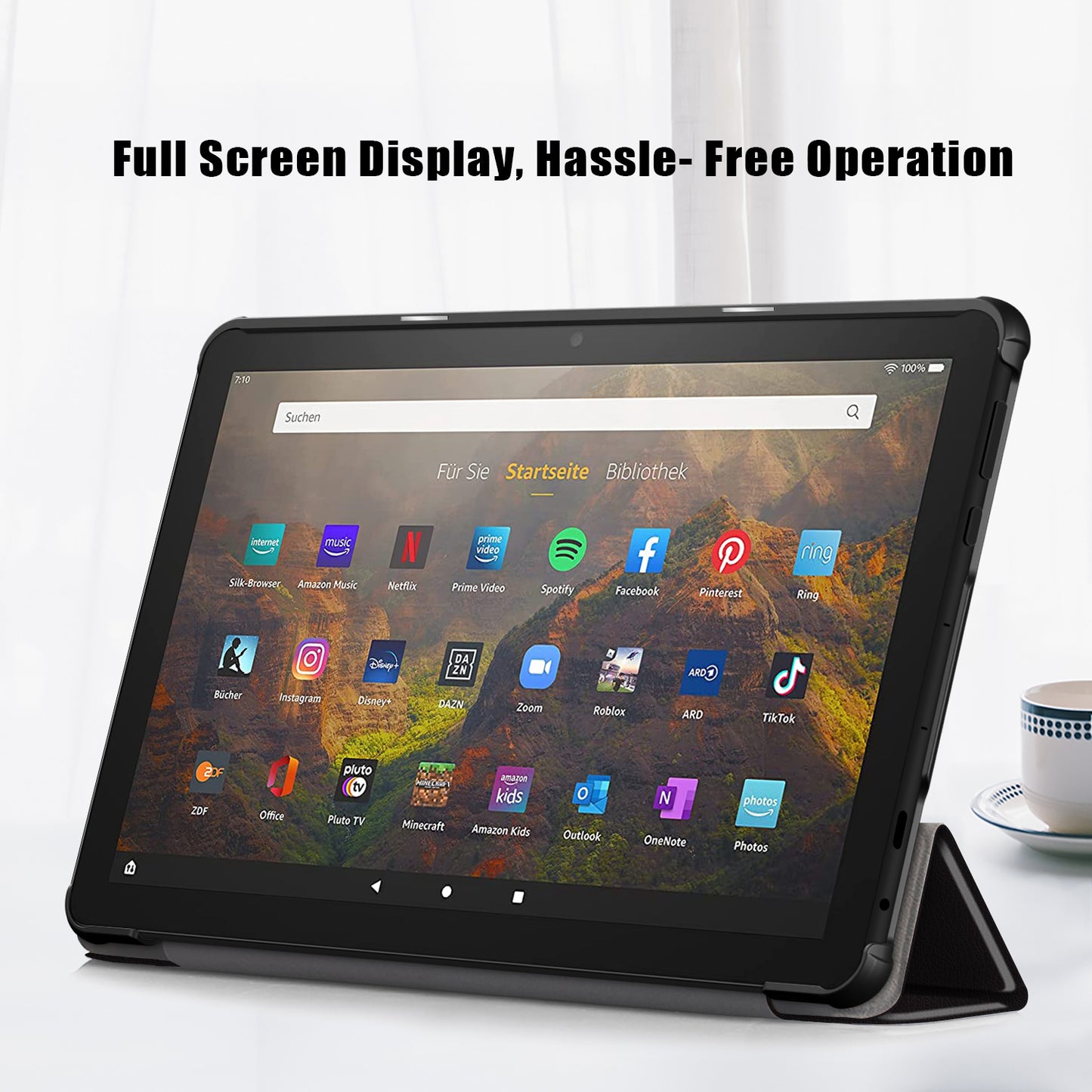 For Amazon Fire HD 10 (2023) Tri-Fold Stand Cover PU Leather Auto Wake / Sleep Smart Tablet Case