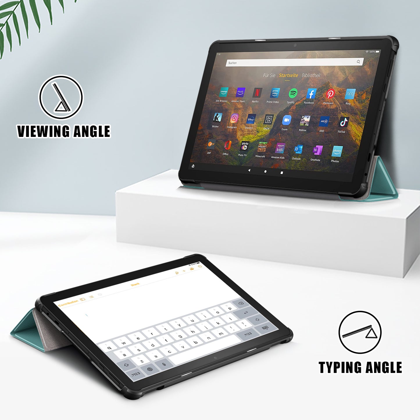 For Amazon Fire HD 10 (2023) Tri-Fold Stand Cover PU Leather Auto Wake / Sleep Smart Tablet Case