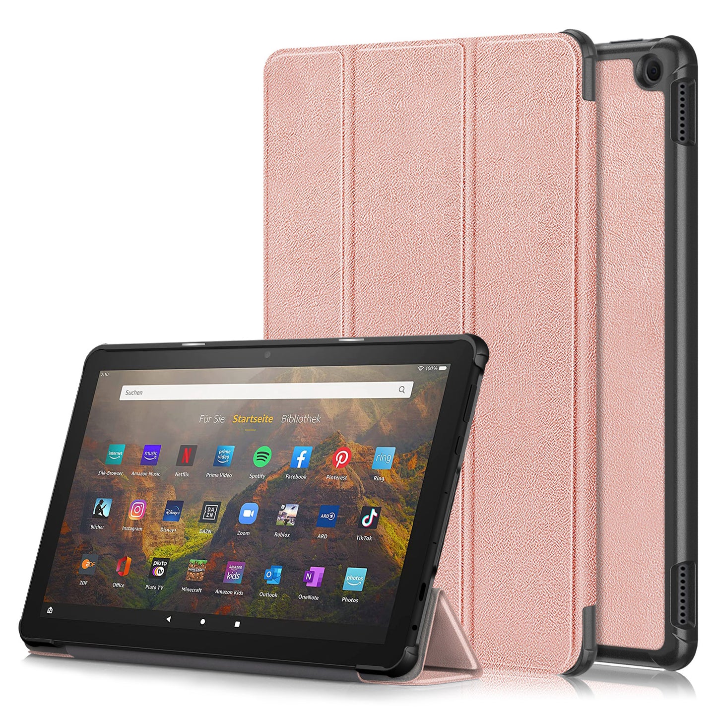 For Amazon Fire HD 10 (2023) Tri-Fold Stand Cover PU Leather Auto Wake / Sleep Smart Tablet Case
