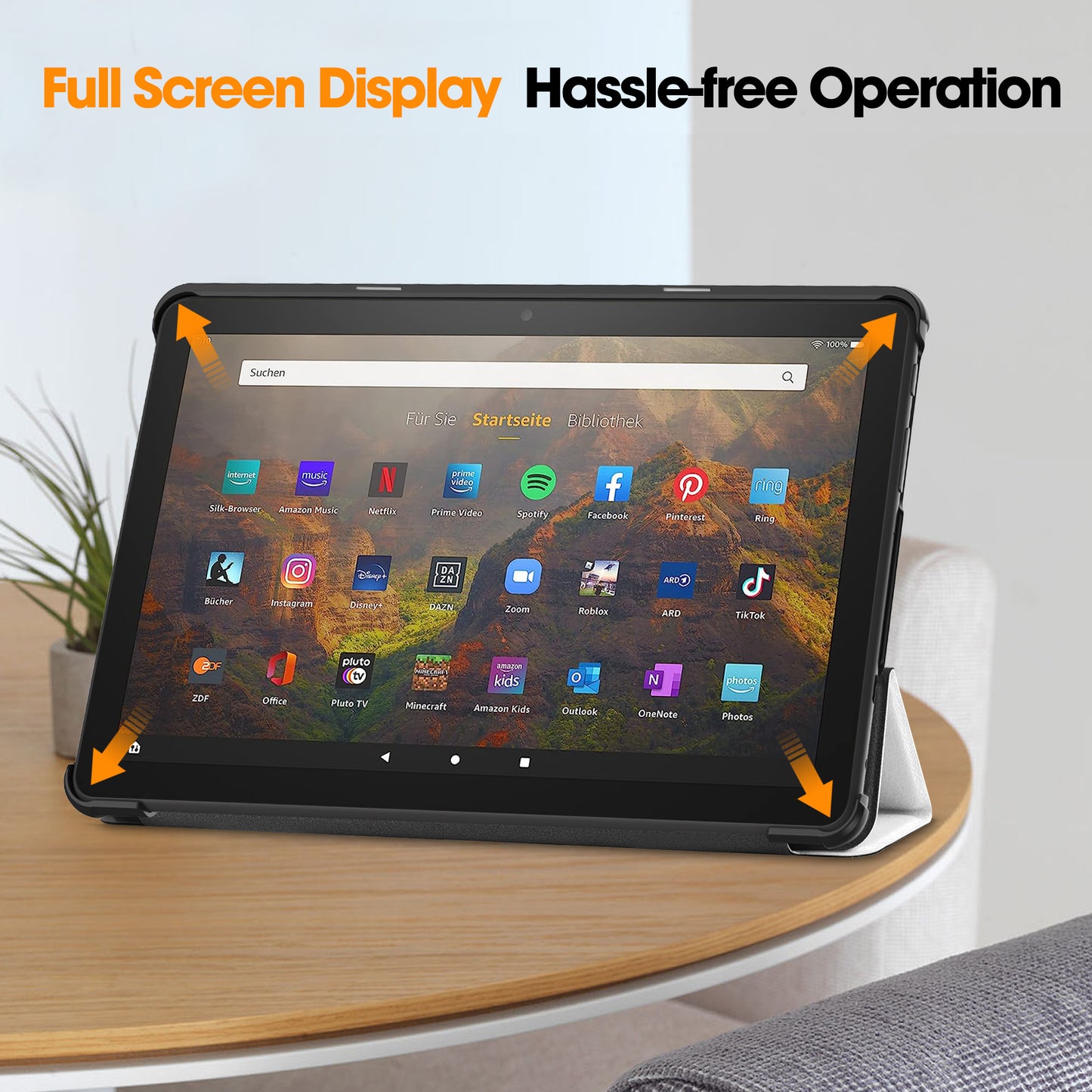 For Amazon Fire HD 10 (2023) PU Leather Tablet Case Tri-fold Stand Pattern Printing Tablet Cover