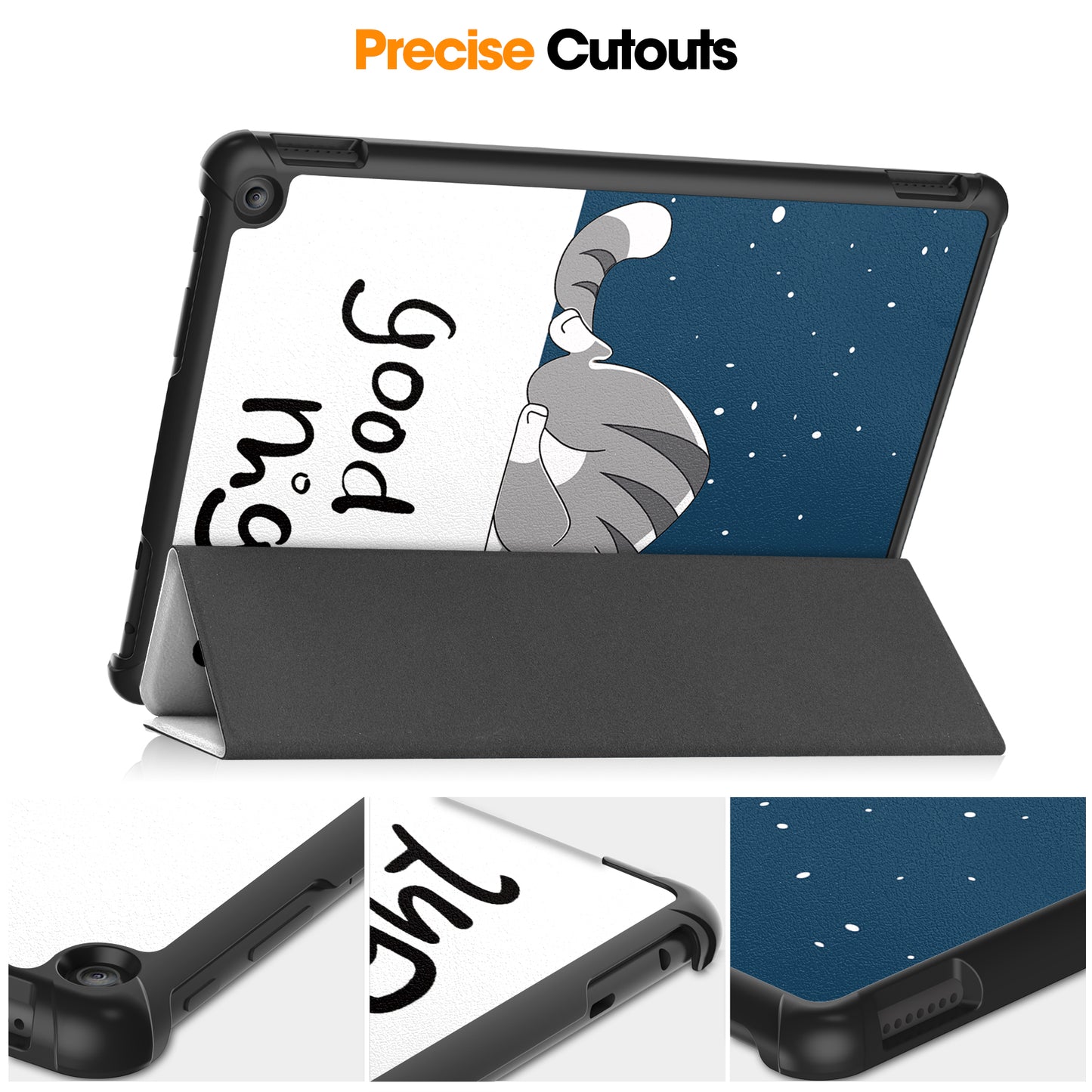For Amazon Fire HD 10 (2023) PU Leather Tablet Case Tri-fold Stand Pattern Printing Tablet Cover