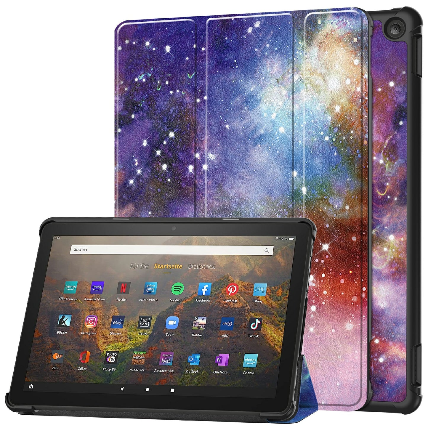 For Amazon Fire HD 10 (2023) PU Leather Tablet Case Tri-fold Stand Pattern Printing Tablet Cover