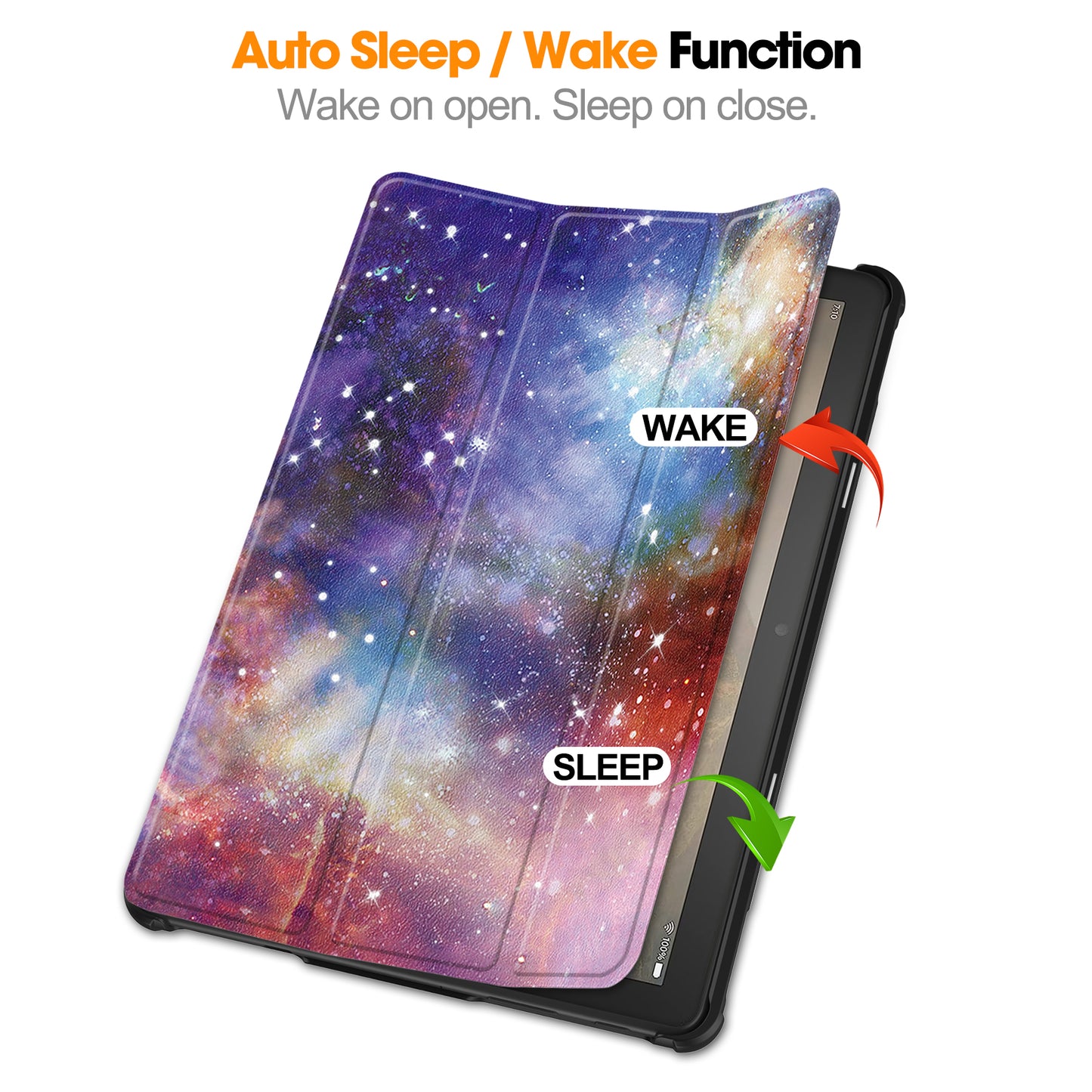 For Amazon Fire HD 10 (2023) PU Leather Tablet Case Tri-fold Stand Pattern Printing Tablet Cover