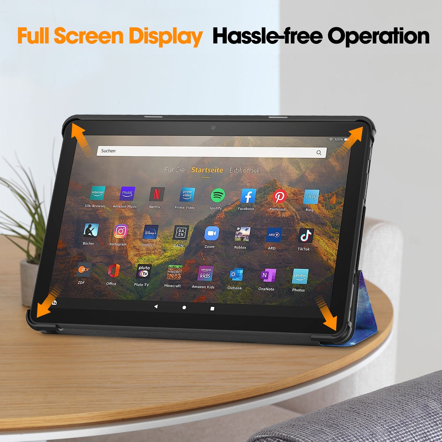 For Amazon Fire HD 10 (2023) PU Leather Tablet Case Tri-fold Stand Pattern Printing Tablet Cover
