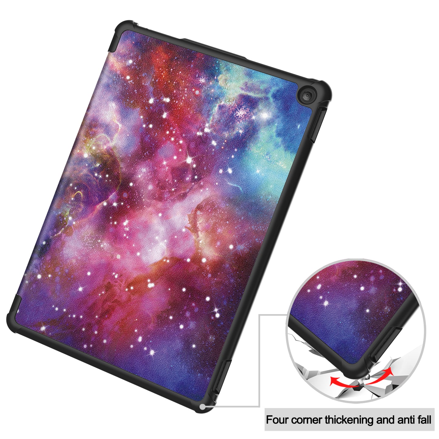 For Amazon Fire HD 10 (2023) PU Leather Tablet Case Tri-fold Stand Pattern Printing Tablet Cover