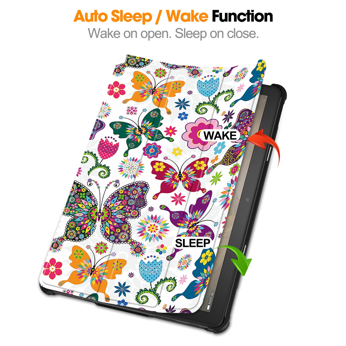 For Amazon Fire HD 10 (2023) PU Leather Tablet Case Tri-fold Stand Pattern Printing Tablet Cover