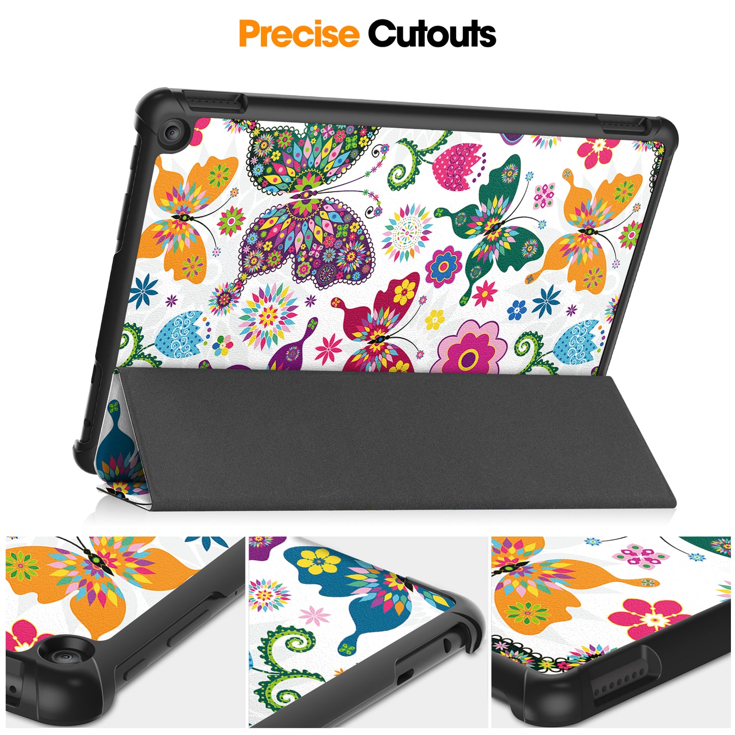 For Amazon Fire HD 10 (2023) PU Leather Tablet Case Tri-fold Stand Pattern Printing Tablet Cover
