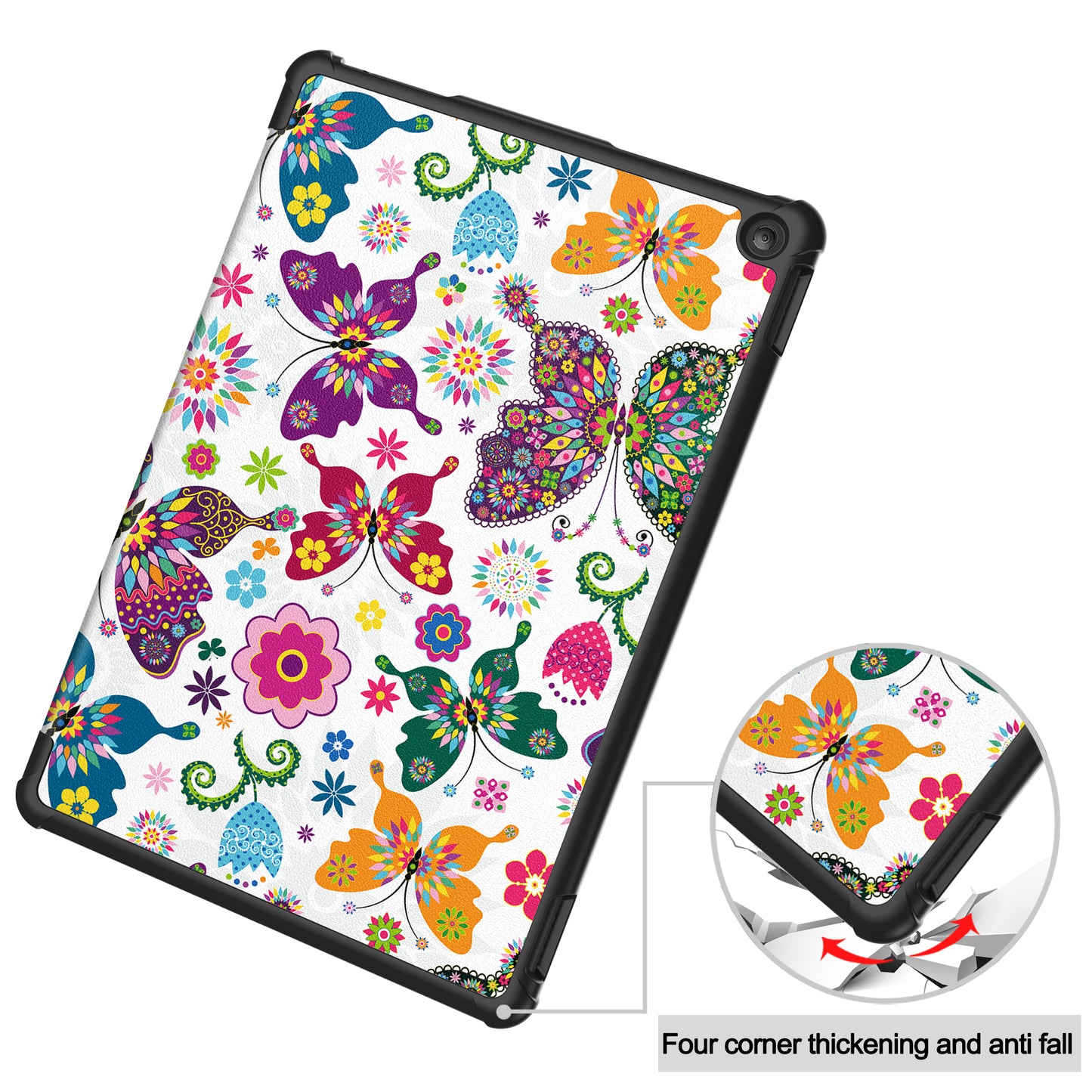 For Amazon Fire HD 10 (2023) PU Leather Tablet Case Tri-fold Stand Pattern Printing Tablet Cover
