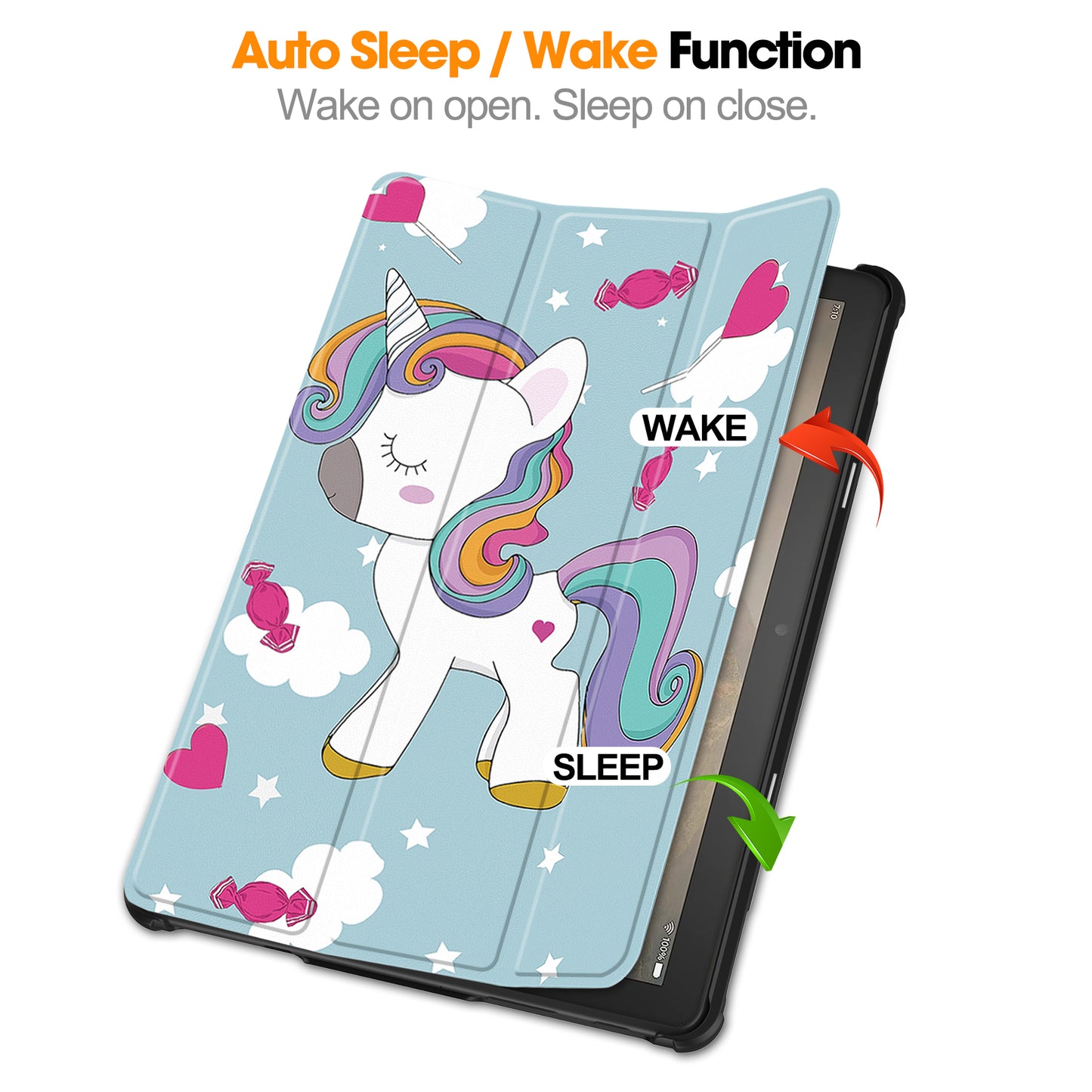For Amazon Fire HD 10 (2023) PU Leather Tablet Case Tri-fold Stand Pattern Printing Tablet Cover