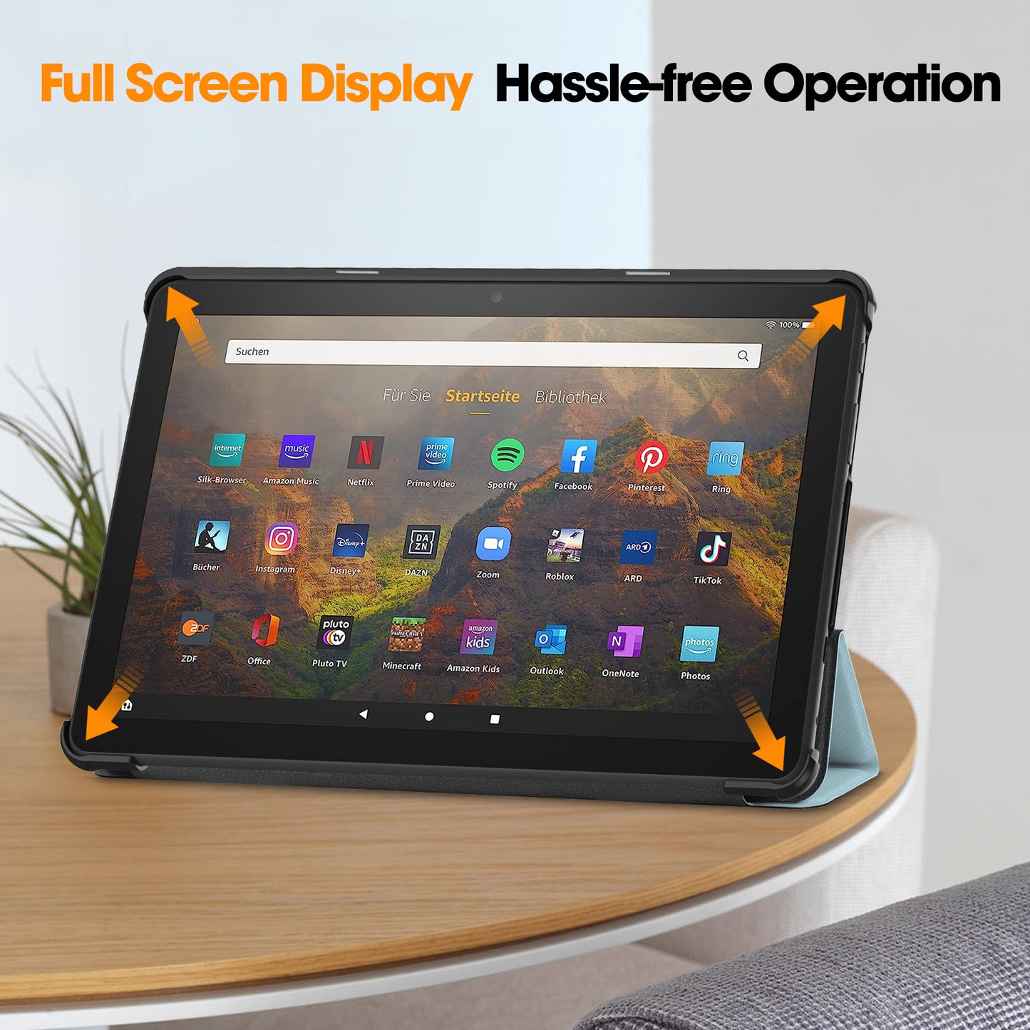 For Amazon Fire HD 10 (2023) PU Leather Tablet Case Tri-fold Stand Pattern Printing Tablet Cover