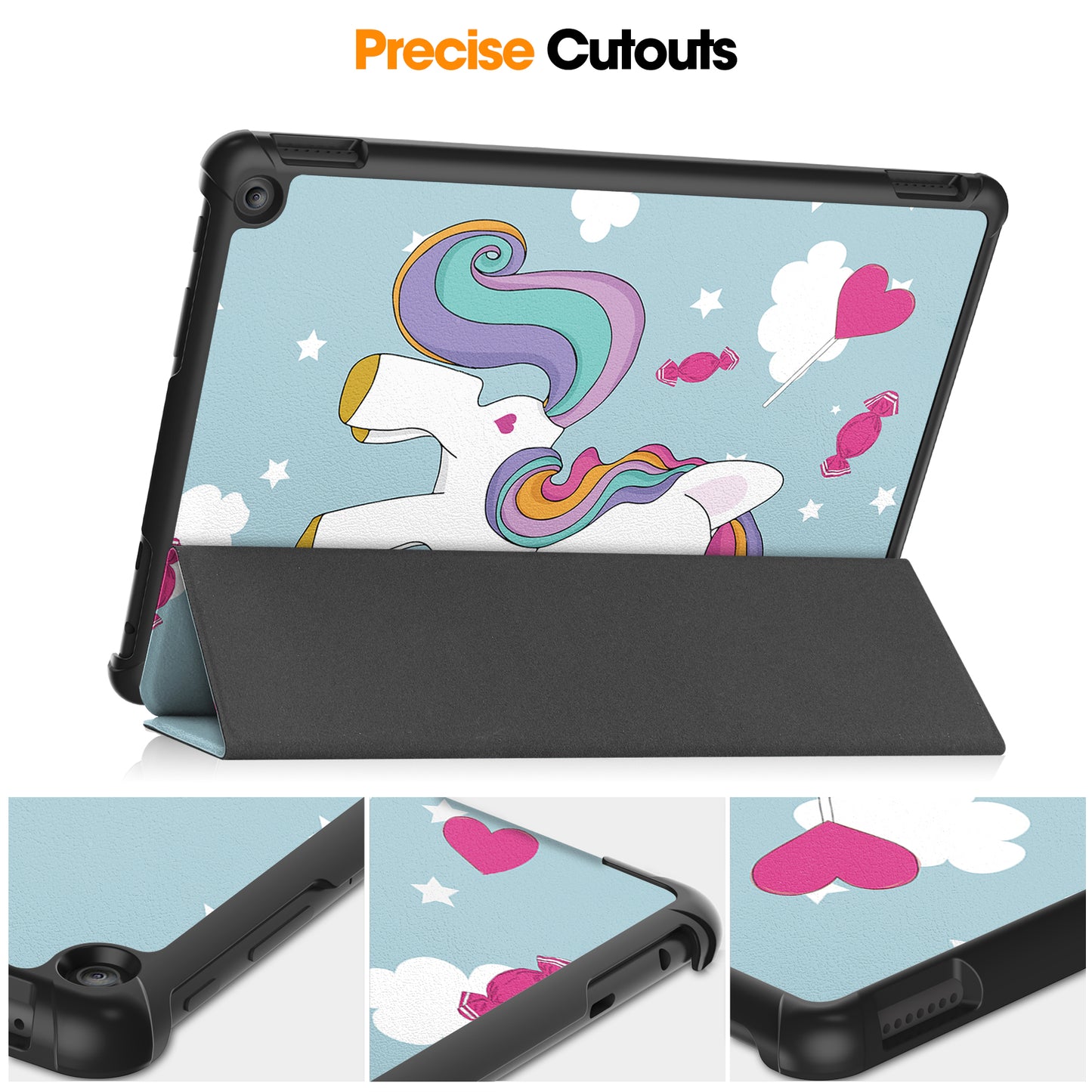 For Amazon Fire HD 10 (2023) PU Leather Tablet Case Tri-fold Stand Pattern Printing Tablet Cover