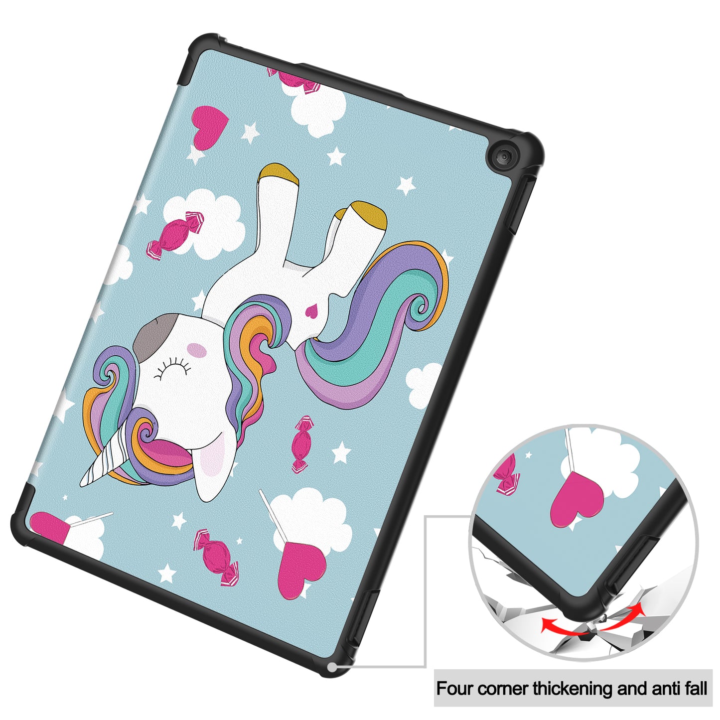 For Amazon Fire HD 10 (2023) PU Leather Tablet Case Tri-fold Stand Pattern Printing Tablet Cover