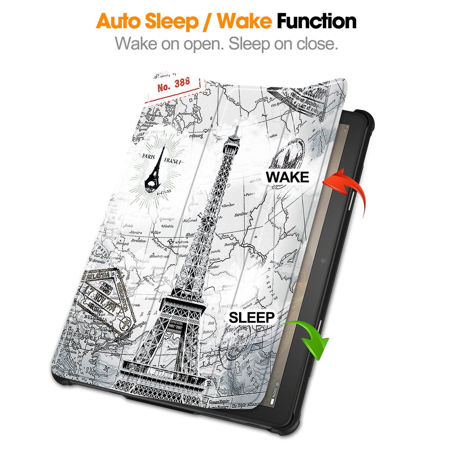 For Amazon Fire HD 10 (2023) PU Leather Tablet Case Tri-fold Stand Pattern Printing Tablet Cover