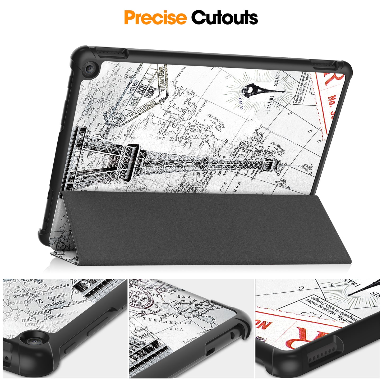For Amazon Fire HD 10 (2023) PU Leather Tablet Case Tri-fold Stand Pattern Printing Tablet Cover
