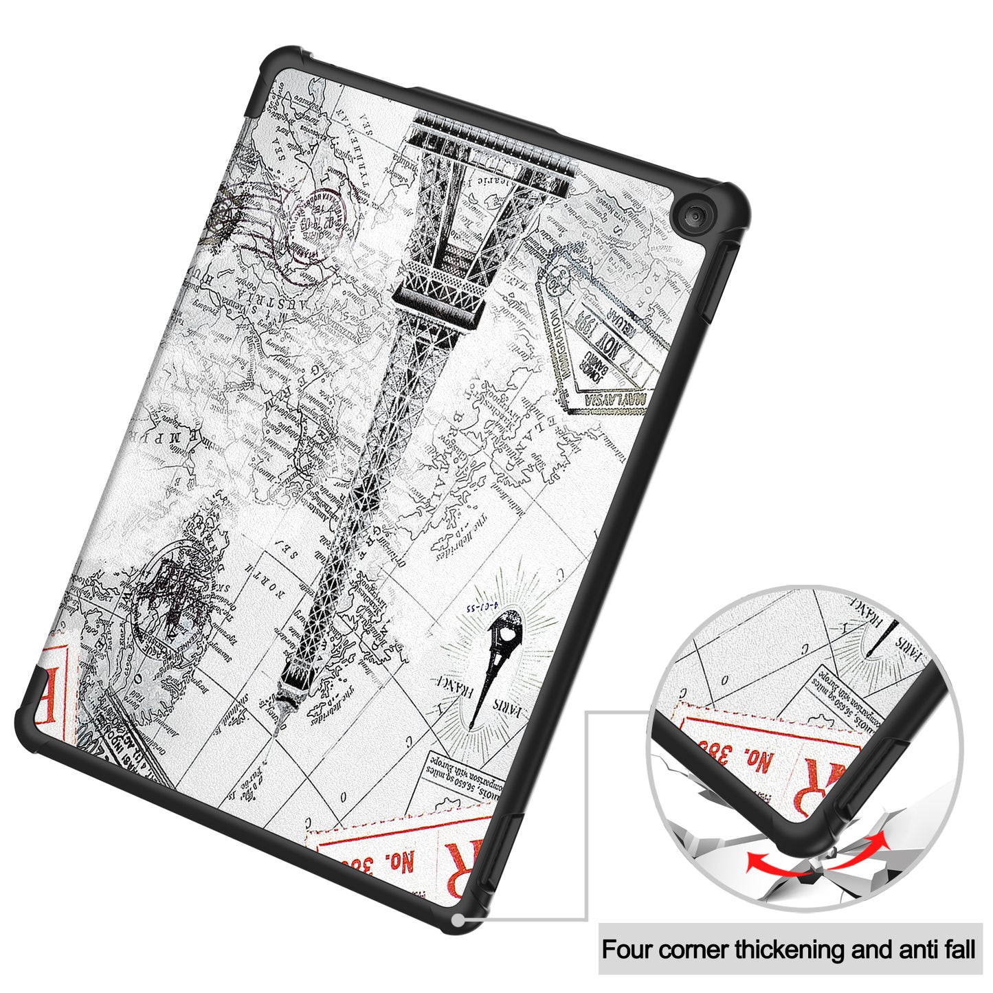 For Amazon Fire HD 10 (2023) PU Leather Tablet Case Tri-fold Stand Pattern Printing Tablet Cover