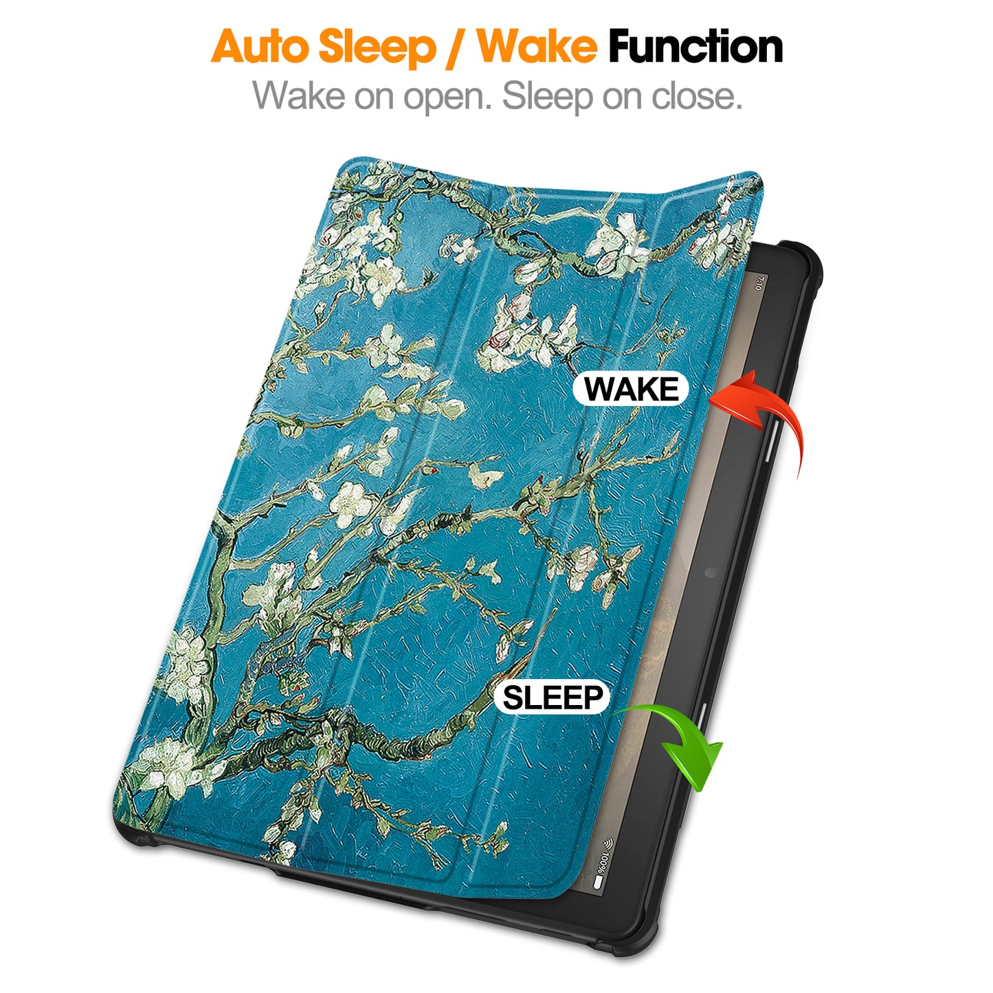 For Amazon Fire HD 10 (2023) PU Leather Tablet Case Tri-fold Stand Pattern Printing Tablet Cover