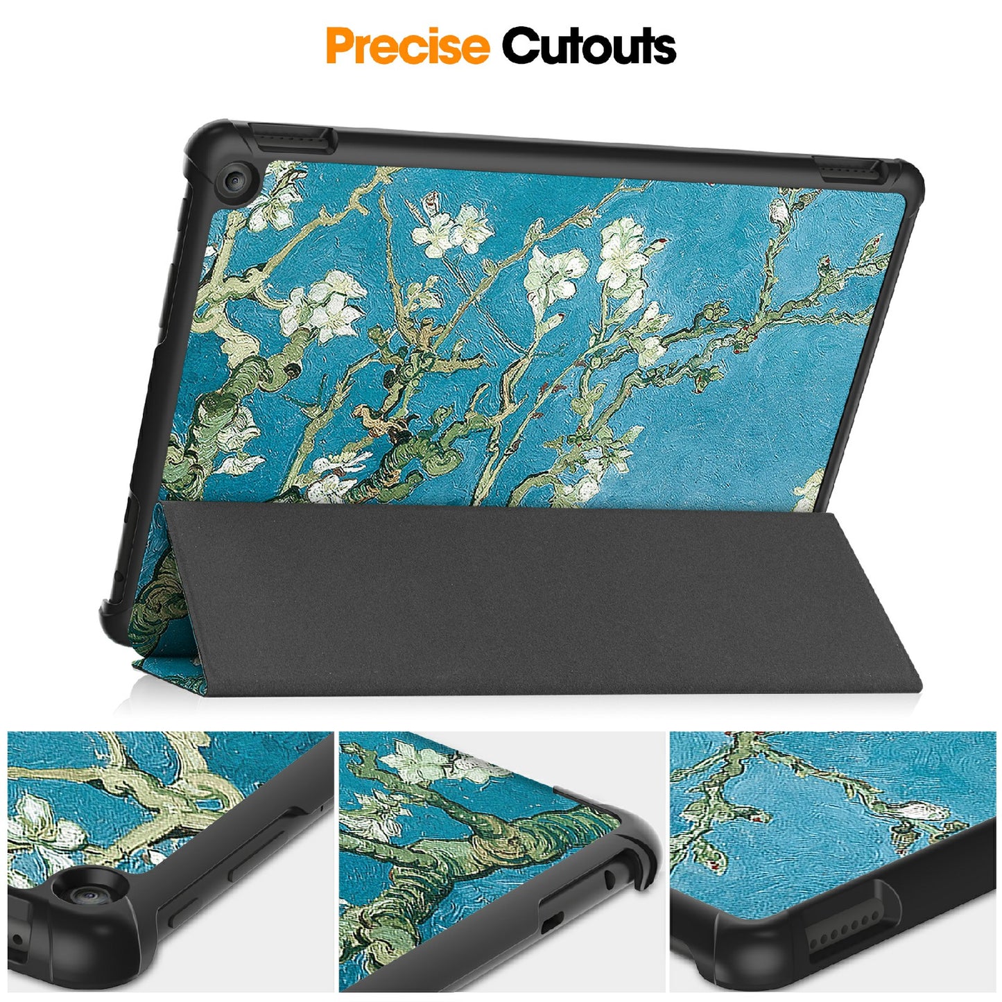 For Amazon Fire HD 10 (2023) PU Leather Tablet Case Tri-fold Stand Pattern Printing Tablet Cover