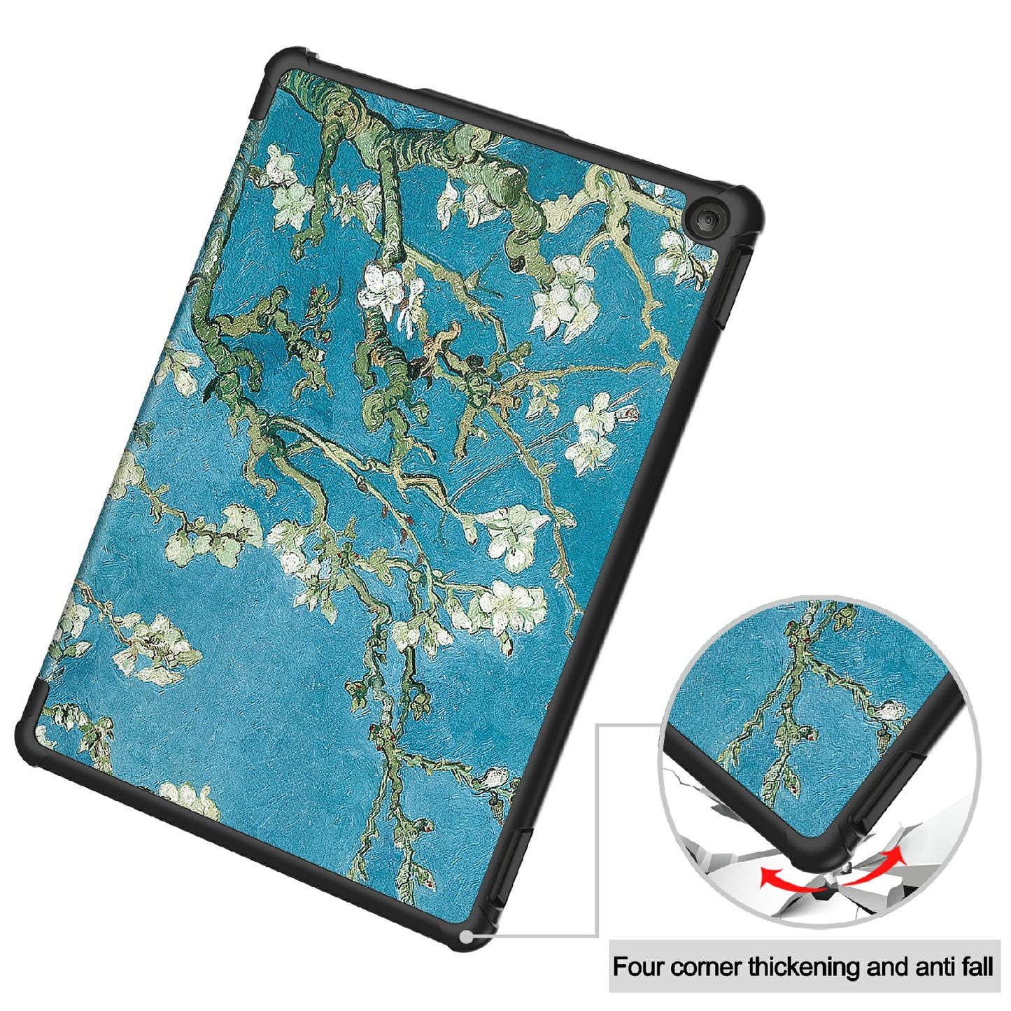 For Amazon Fire HD 10 (2023) PU Leather Tablet Case Tri-fold Stand Pattern Printing Tablet Cover