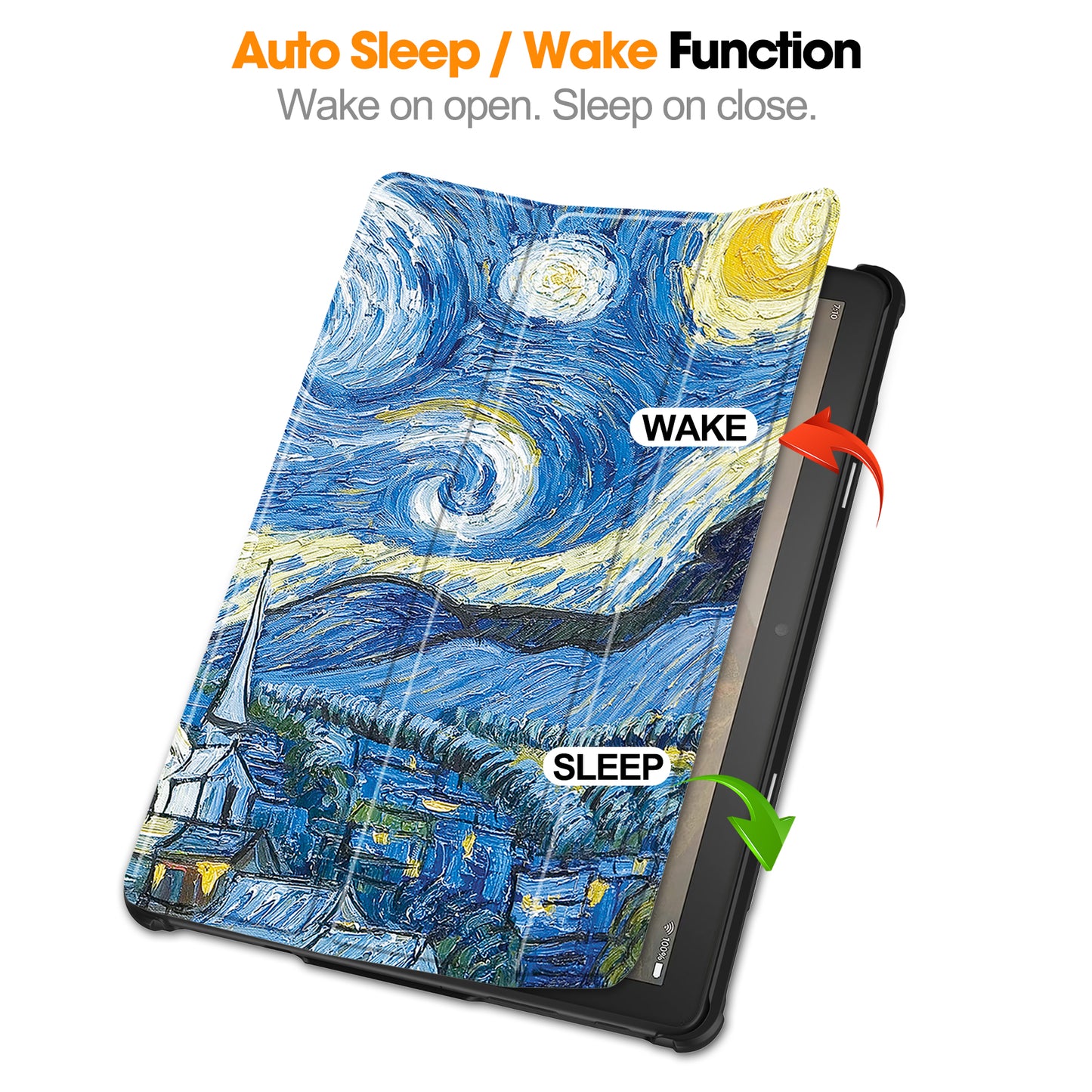 For Amazon Fire HD 10 (2023) PU Leather Tablet Case Tri-fold Stand Pattern Printing Tablet Cover